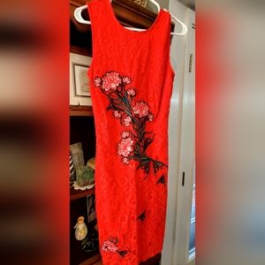 Mystic Red with lace overlay Dress